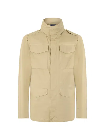 Paul & Shark Flap-pocket High-neck Jacket In Gold
