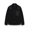 Paul & Shark Fleece Overshirt With Technical Fabric Inserts In Black