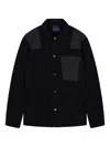 Paul & Shark Fleece Overshirt With Technical Fabric Inserts In Black