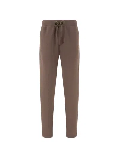 Paul & Shark Fleece-cotton Track Pants In Brown