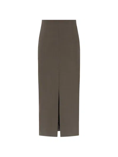 Paul & Shark Front-slit Pencil Midi Skirt In Brown