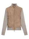 Paul & Shark Suede Wool-paneled Bomber Jacket In Neutral