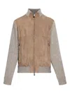 Paul & Shark Suede Wool-paneled Bomber Jacket In Brown