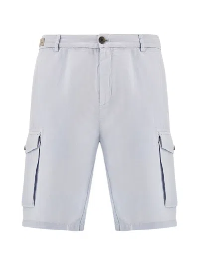 Paul & Shark Garment-dyed Cargo-pockets Bermuda Shorts In Blue