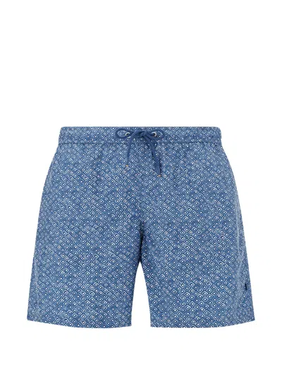 Paul & Shark Swimwear Portofino With Geometric Watercolor Print In Blue