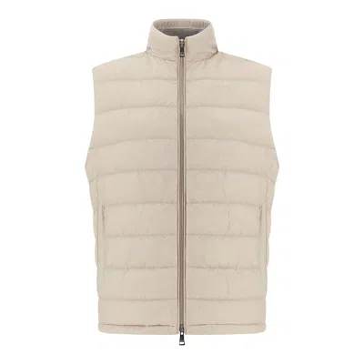 Paul & Shark Technical Ultralight Down Gilet With Alcantara® Details In Neutral