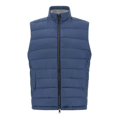 Paul & Shark Technical Ultralight Down Gilet With Alcantara® Details In Blue
