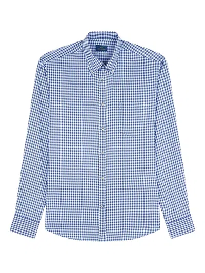 Paul & Shark Gingham Cotton Shirt In Blue