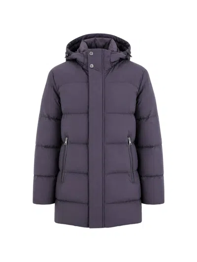 Paul & Shark Giubbotto In Piuma Hooded Padded Down Jacket In Blue