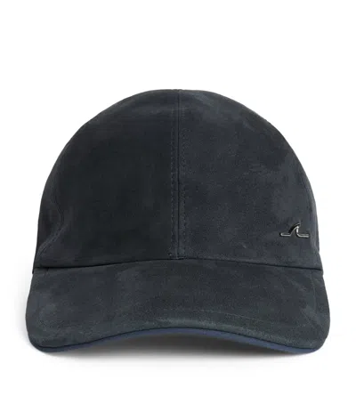 Paul & Shark Goat Suede Fin Logo Cap In Blue