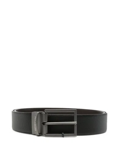 Paul & Shark Grained Leather Belt In Black
