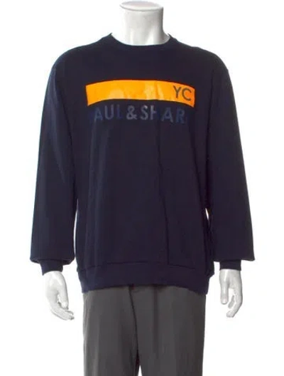 Pre-owned Paul & Shark Graphic Print Crew Neck Sweatshirt In Blue