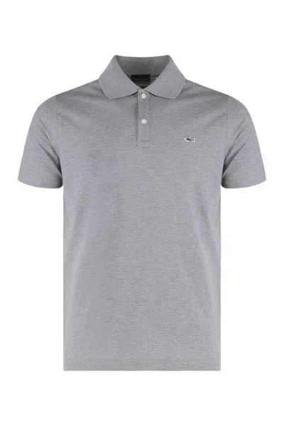 Paul & Shark Short-sleeved Cotton Polo Shirt For Casual Style In Gray
