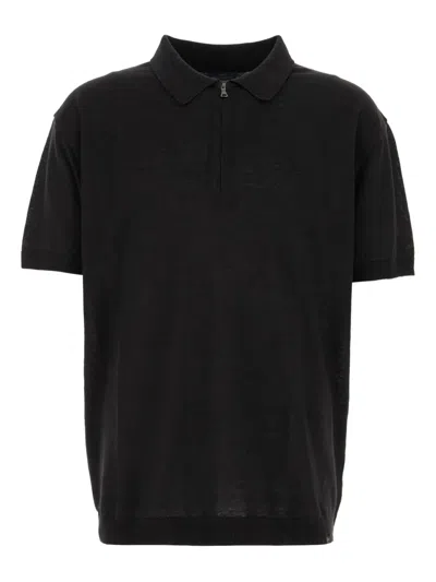 Paul & Shark Half-zip Polo Shirt In Black