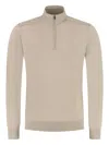 Paul & Shark Half-zip Ribbed Sweater In Brown