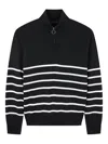 Paul & Shark Half-zip Striped Sweater In Black