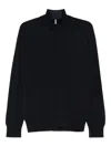 Paul & Shark Half-zip Sweater In Cotton And Cashmere In Black