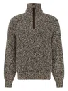 Paul & Shark Half-zip Sweater In Wool And Alpaca In Brown