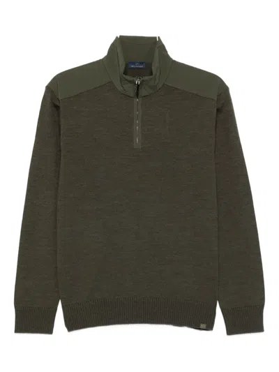 Paul & Shark Half-zip Wool Sweater In Green