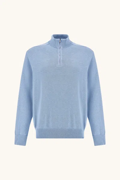 Paul & Shark Half-zip Cotton Sweater In Blue