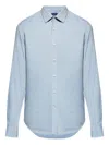 Paul & Shark Herringbone Cotton Shirt In Blue