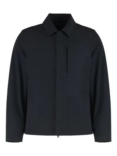 Paul & Shark Hidden Zipper Techno Fabric Jacket In Blue