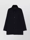 Paul & Shark High Neck Coat With Fur Trim And Pockets In Black