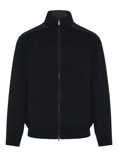 Paul & Shark High-neck Panelled Sweater In Black