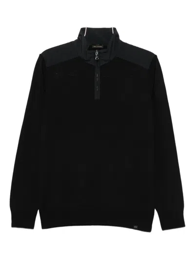 Paul & Shark High-neck Wool Half-zip Sweater In Black