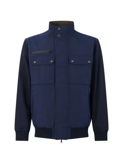 Paul & Shark High-collar Panelled Jacket In Blue