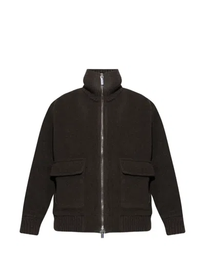 Paul & Shark High-neck Flap-pocket Jacket In Brown