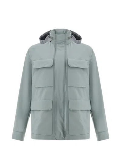 Paul & Shark Hooded Field Jacket In Green