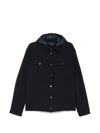 Paul & Shark Hooded Layered Jacket In Animal Print
