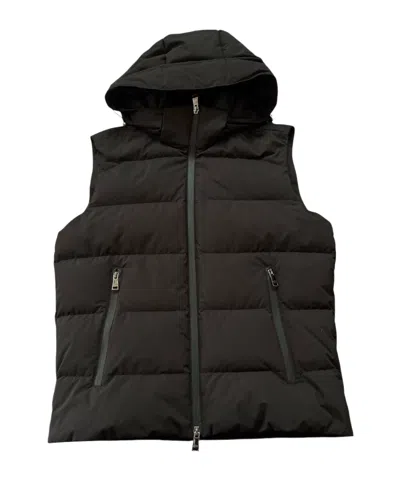 Paul & Shark Hooded Quilted Gilet In Brown
