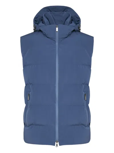 Paul & Shark Hooded Quilted Gilet In Blue