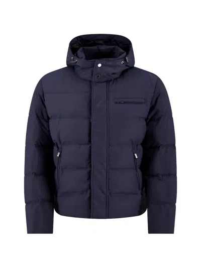 Paul & Shark Hooded Quilted Jacket In Blue