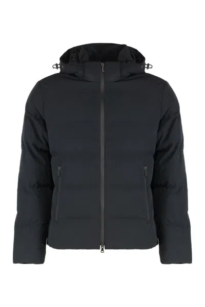 Paul & Shark Hooded Short Down Jacket In Blue