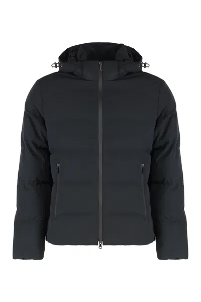 Paul & Shark Hooded Short Down Jacket In Black