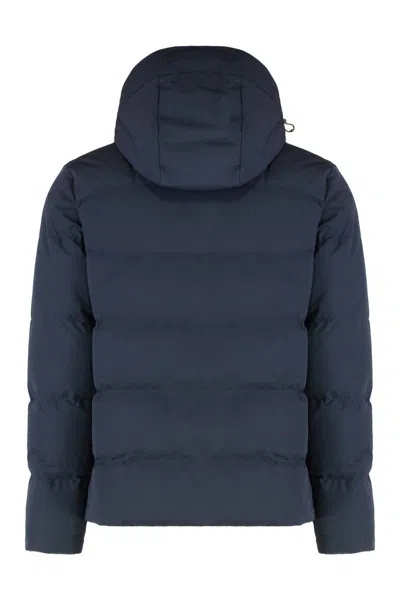 Paul & Shark Hooded Short Down Jacket In Blue