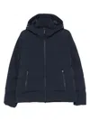 Paul & Shark Quilted Hooded Jacket With Side Zip Pockets In Blue