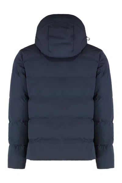 Paul & Shark Hooded Short Down Jacket In Blue