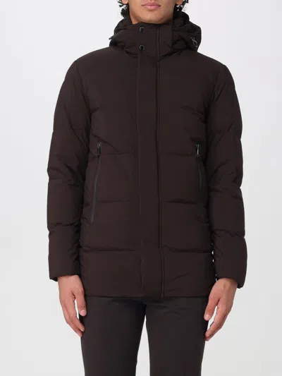 Paul & Shark Hooded Water-repellent Quilted Nylon Down Jacket In Brown