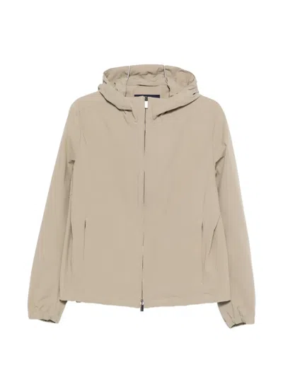 Paul & Shark Hooded Zip Jacket In Brown