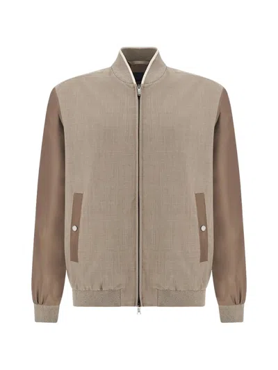 Paul & Shark Hybrid Bomber Jacket In Brown