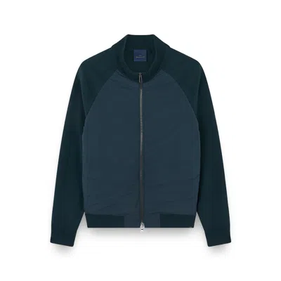 Paul & Shark Hybrid Zip-up Cardigan In Soft Cool Touch Wool And Typhoon® Platinum In Blue