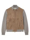 Paul & Shark Hybrid Zip-up Cardigan In Suede, Wool And Cashmere In Brown