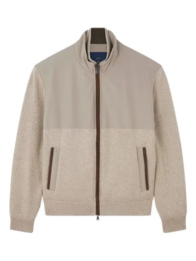 Paul & Shark Hybrid Zip-up Jacket In Brown