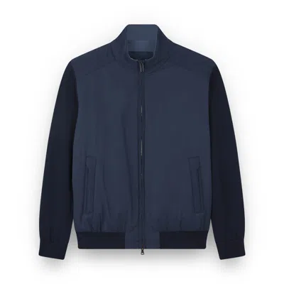 Paul & Shark Hybrid Zip-up Sweater In Soft Cool Touch Wool And Typhoon® Platinum In Blue