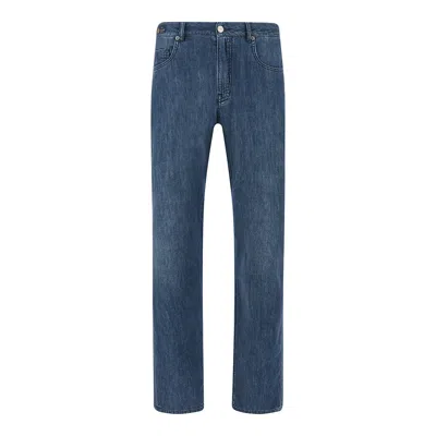 Paul & Shark Jeans In Silk And Cotton Denim In Blue