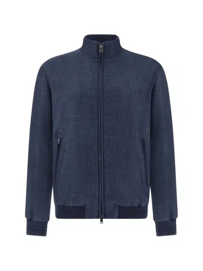 Paul & Shark Jersely Bomber Jacket In Blue